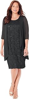 Women's Plus Size Sparkling Lace Jacket Dress