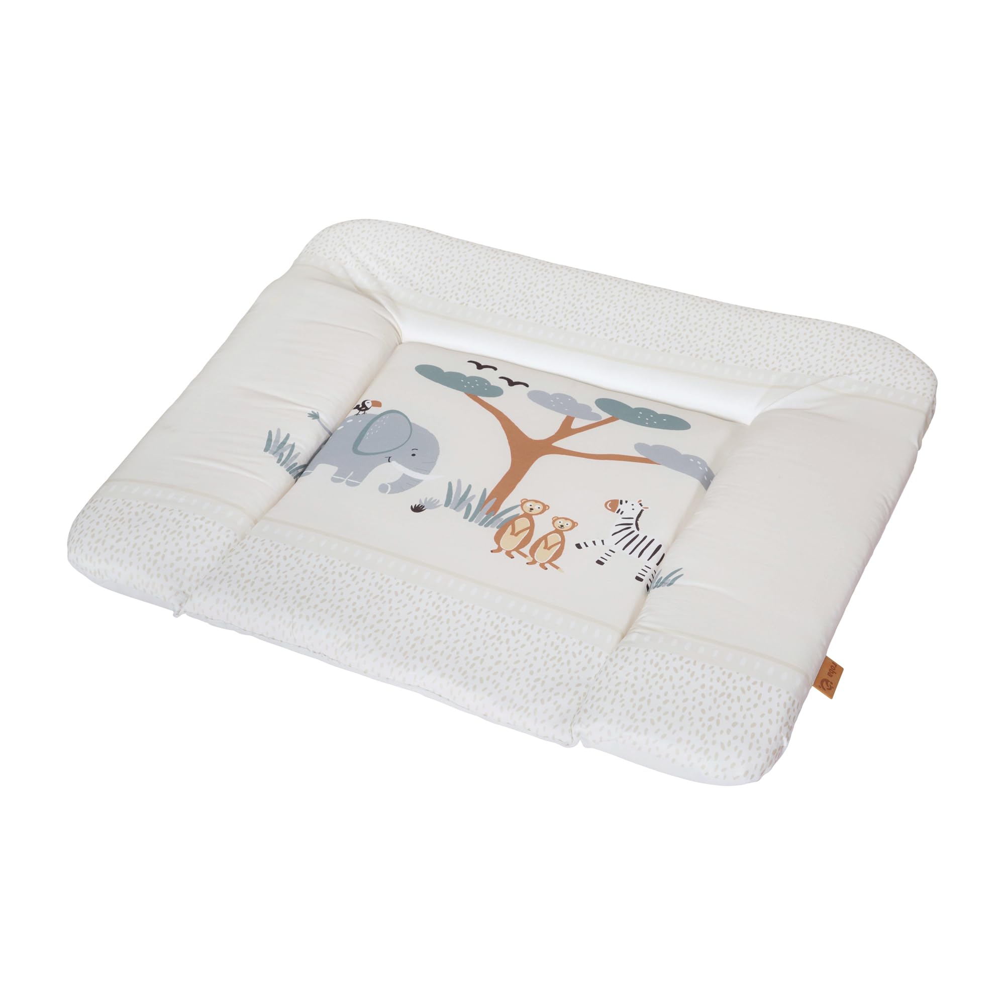 roba Wickelauflage Savanna Friends - 85 x 75 cm - Wickelunterlage für Babys PU-beschichtet - Abwischbar & pflegeleicht - Elefant, Zebra, Erdmännchen & Co. - Beige