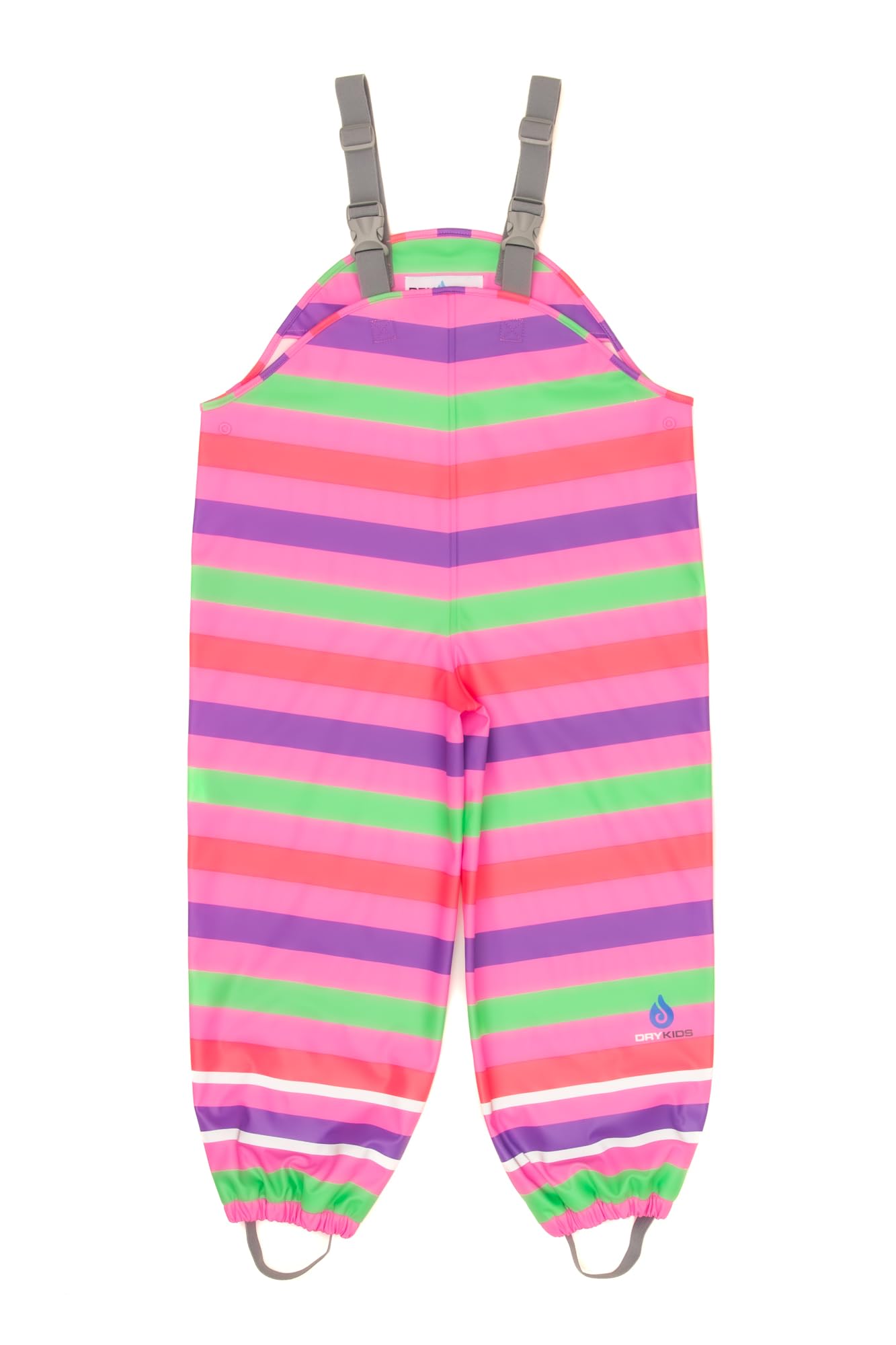 DRY KIDS Dungarees Unlined - Pink Stripe 9/10yrs