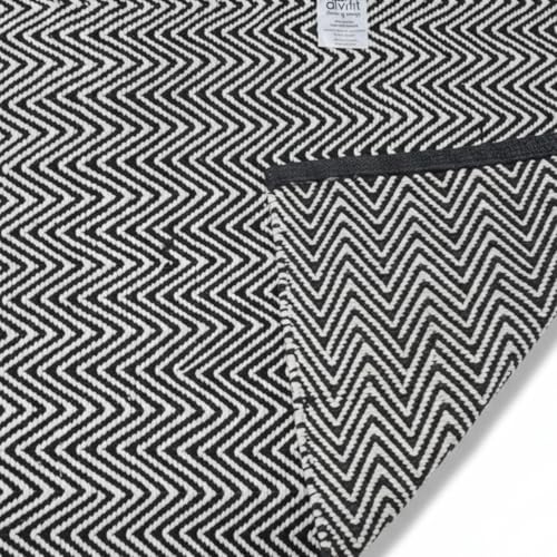 Image of Pure cotton anti-skid, machine wash yoga mat. 73inches x 24inches, 5mm thickness (7mm(Black&White))