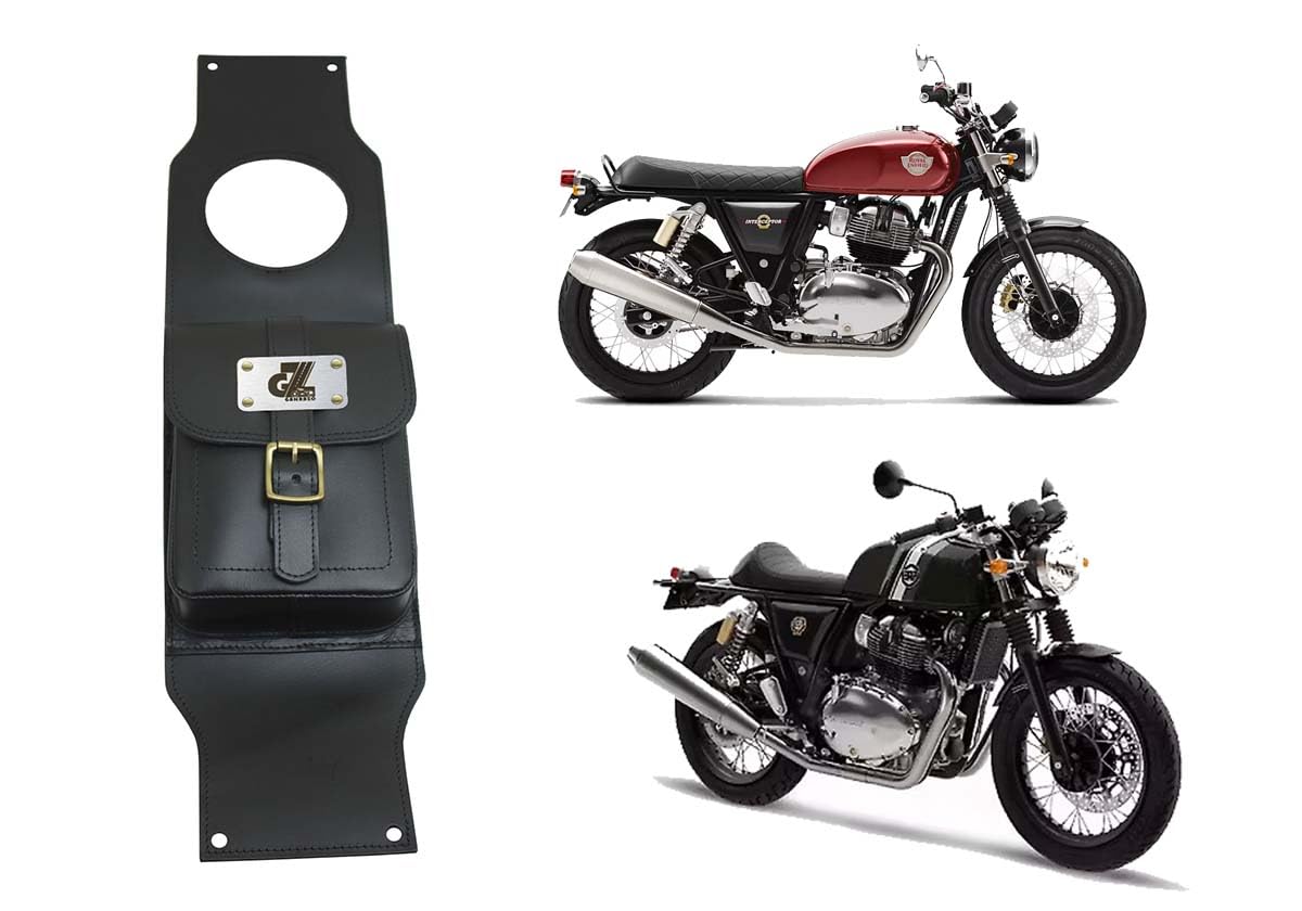 G-GANRAZO Leather Tank Strap Bag Black for Royal Enfield Continental GT & Interceptor 650-image-45