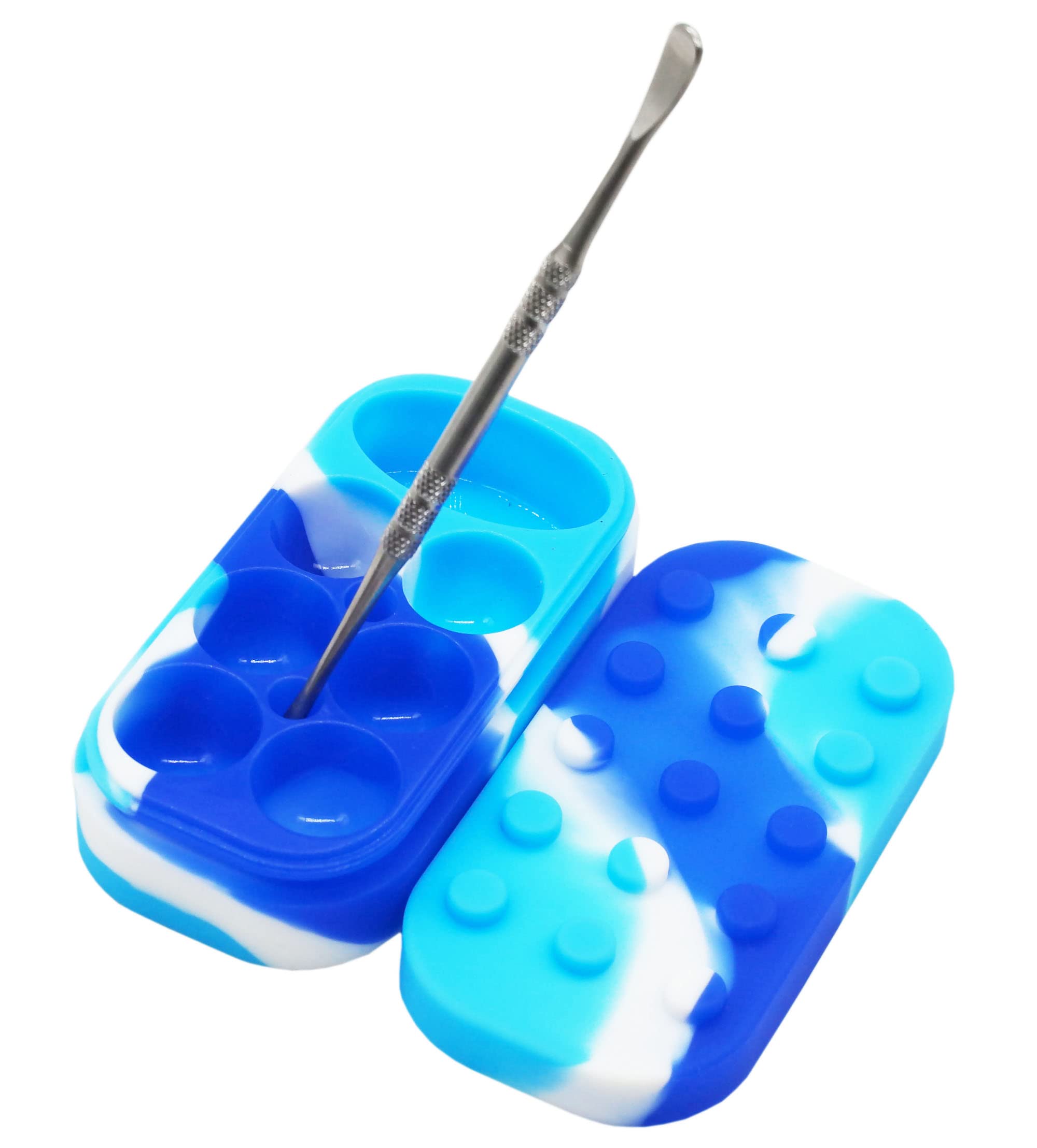 Photo 1 of 34ml Silicone Multi Compartment Wax Container Concentrate Non-stick Oil Jar with Carving Tool (1)CLEAR NOT BLUE  