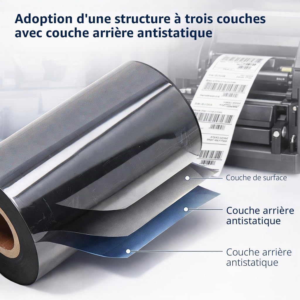 RéSine de Ruban de Transfert Thermique Noir, Ruban de Transfert Thermique Compatible pour TSC, pour Argox, pour Zebra, pour (110mm*300m)