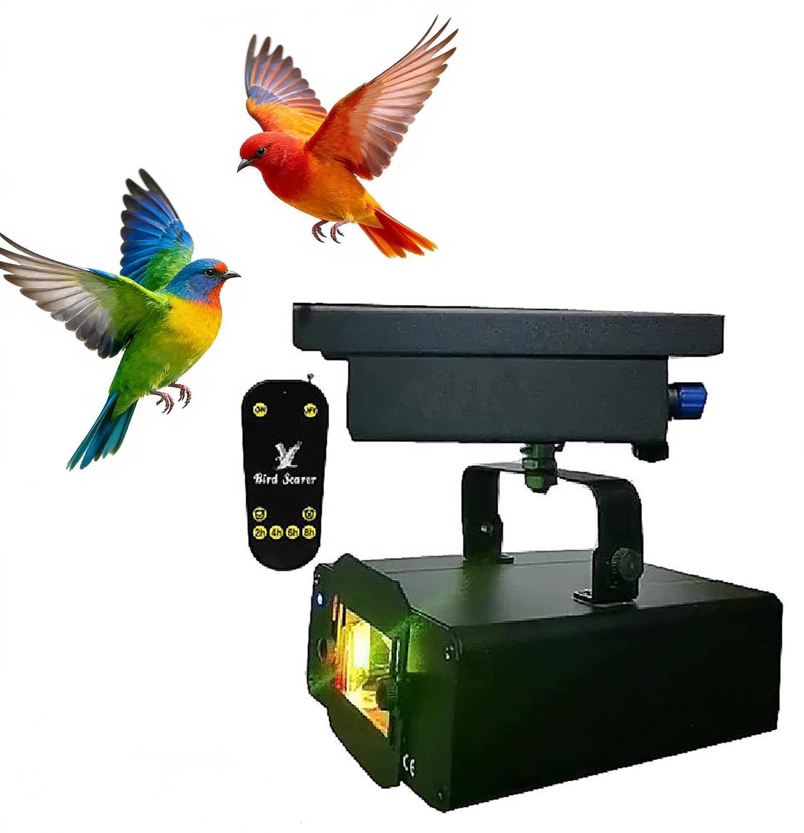 Fxnfxla Black Outdoor Laser Bird Deterrent, 120° Rotation Agricultural Bird Repeller Laser, Waterproof Bird Scare Devices, With Radio Frequency Timer Remote Control, For Industrial, Garden