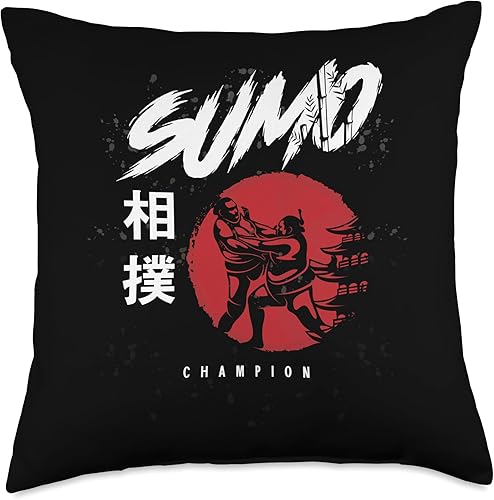 Champion  Japanese Sumotori  Sumo Wrestling Throw Pillow, 18x18, Multicolor