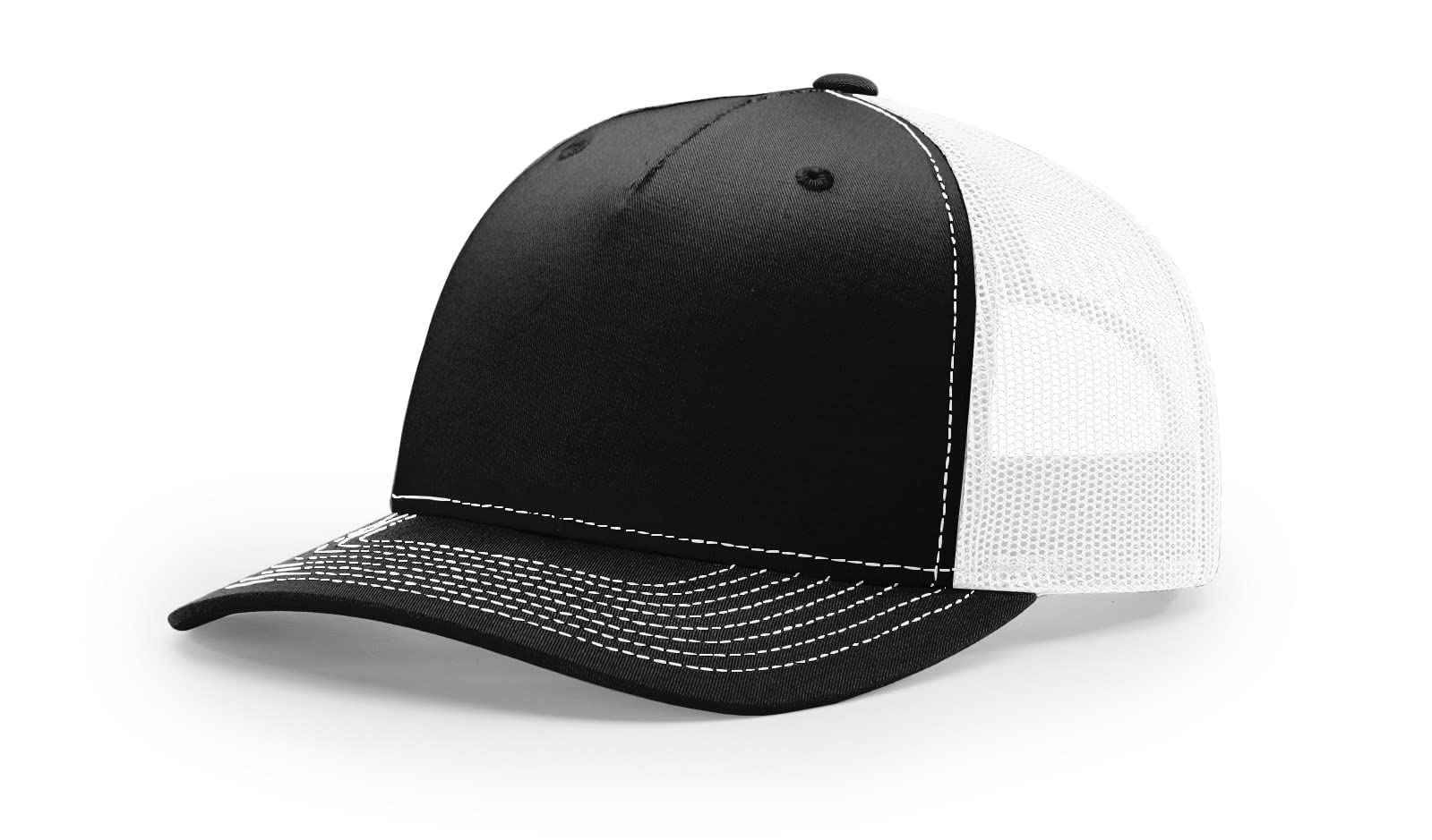 Joe's USA | Richardson 112 Trucker Hat - 5 Panel Premium Adjustable Hats for Men-OSFM-Black/White