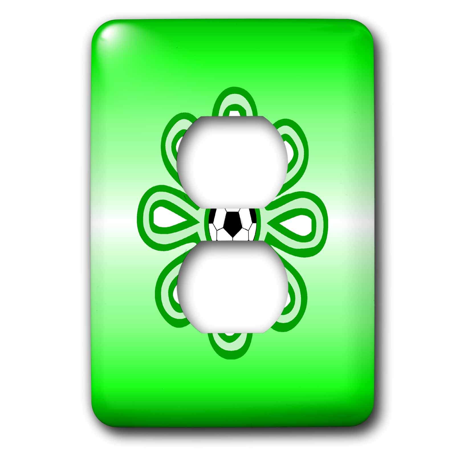 Prises murales ternes ? Plaque Soccer Flower Vert 3dRose lsp_12418_6 double