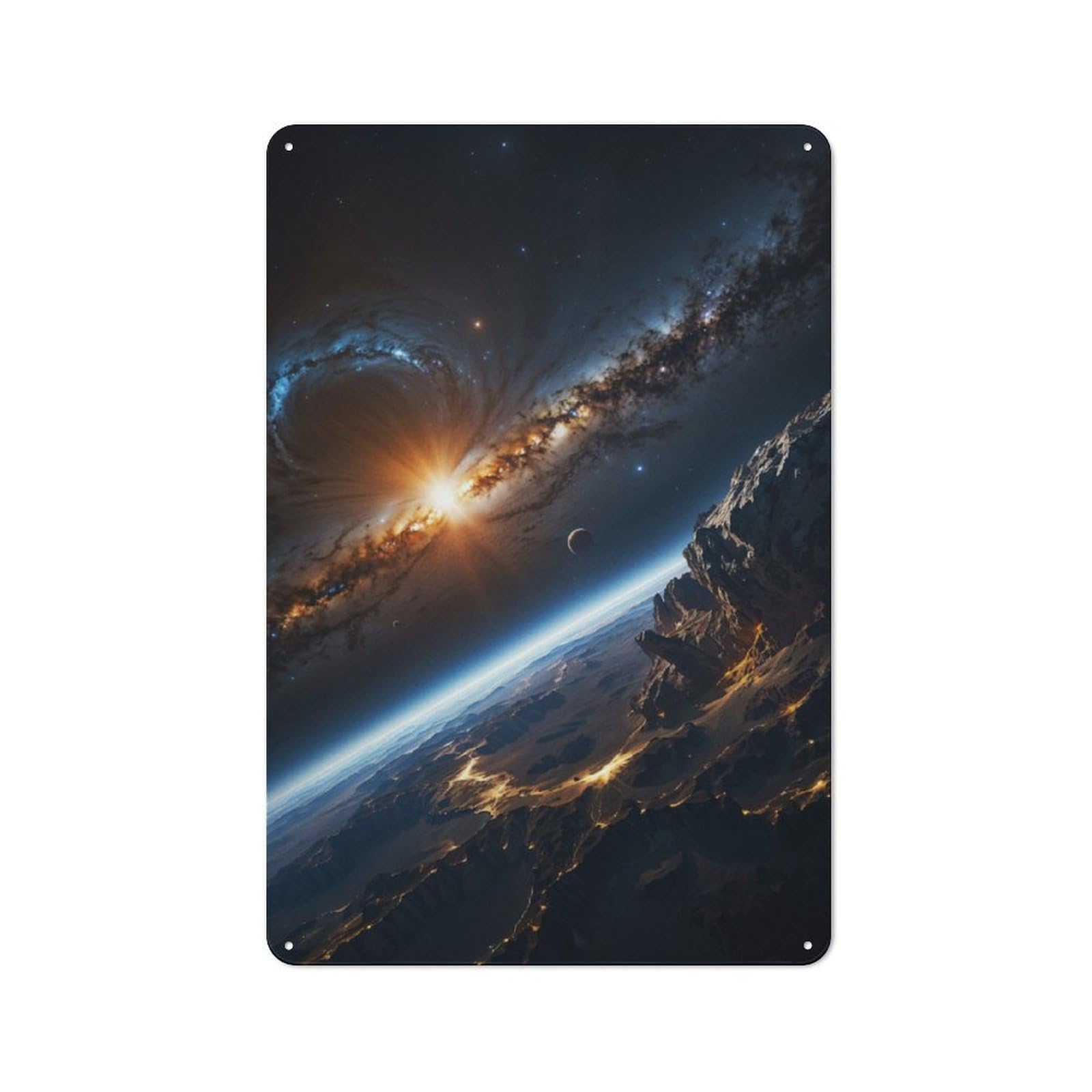 Junmoney Earth From Space Metal Wall Sign 30X20cm Featuring For Bar Or Restaurant, For Bar Decor Enthusiasts