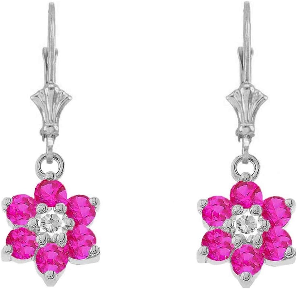 Dainty Sterling Silver Personalized January Birthstone Cubic Zirconia Flower Earrings