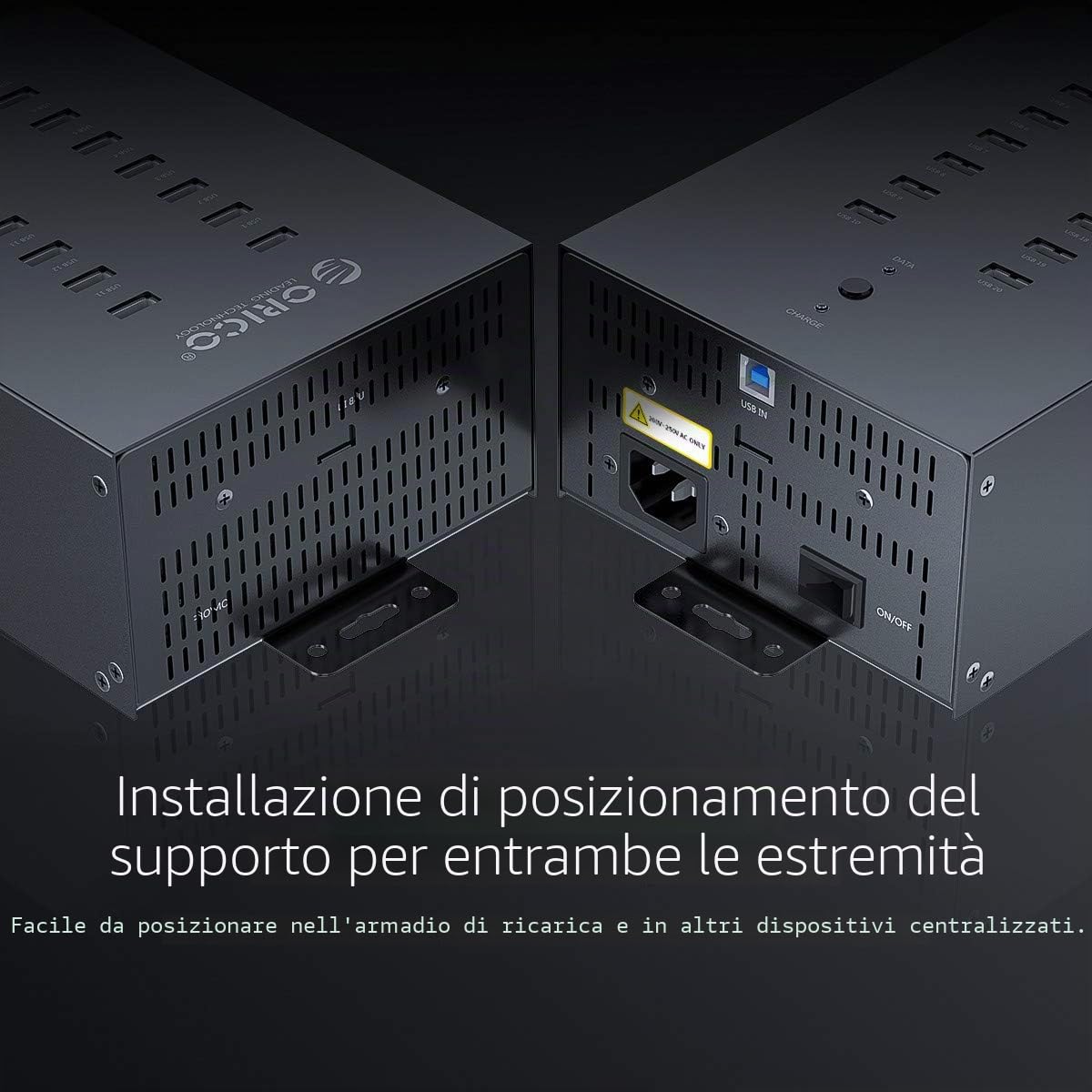 ORICO Industrial USB Hub 2.0, Hub USB a 30 Porte con Potenza di 300 W, Guscio in Metallo, Trasmissione Dati ad Alta Velocità