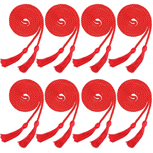 Image of Trounistro 8 Pieces Graduation Cords Yarn Honor Cords with Tassel for College Graduation Students (Red)