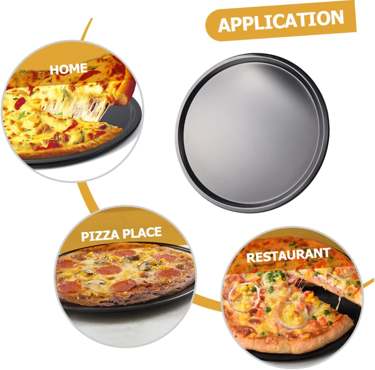 Angoily 2pcs Non-stick Pizza Pan Oven Baking Pan Baking for Pizza Dishes Round Carbon Steel