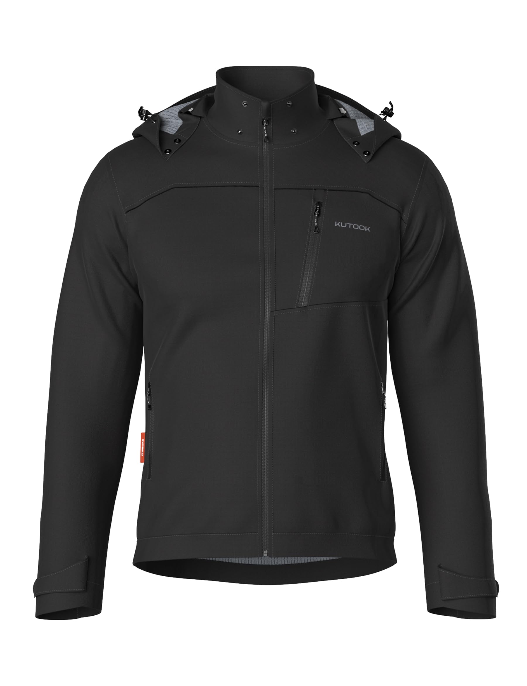 KUTOOK Giacca Softshell Uomo Invernale Giacche Trekking Uomo in Pile Giacca Tattica Militare con Cappuccio Staccabile Idrorepellente Antivento per Montagna Trekking Escursionismo