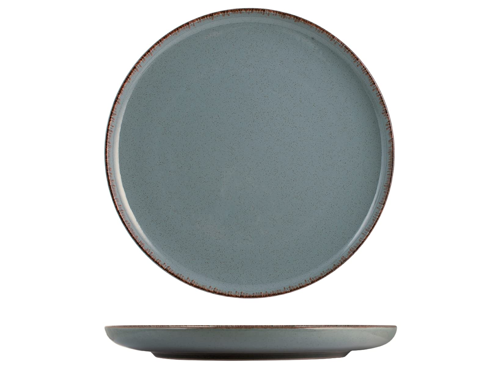 H&H - Servizio Piatti 12 Pezzi Pearl in Porcellana Azzurro – Elegante con Bordo Invecchiato – 4 Piatti Piani, 4 Fondi, 4 da Frutta – Lavabile in Lavastoviglie e Microonde
