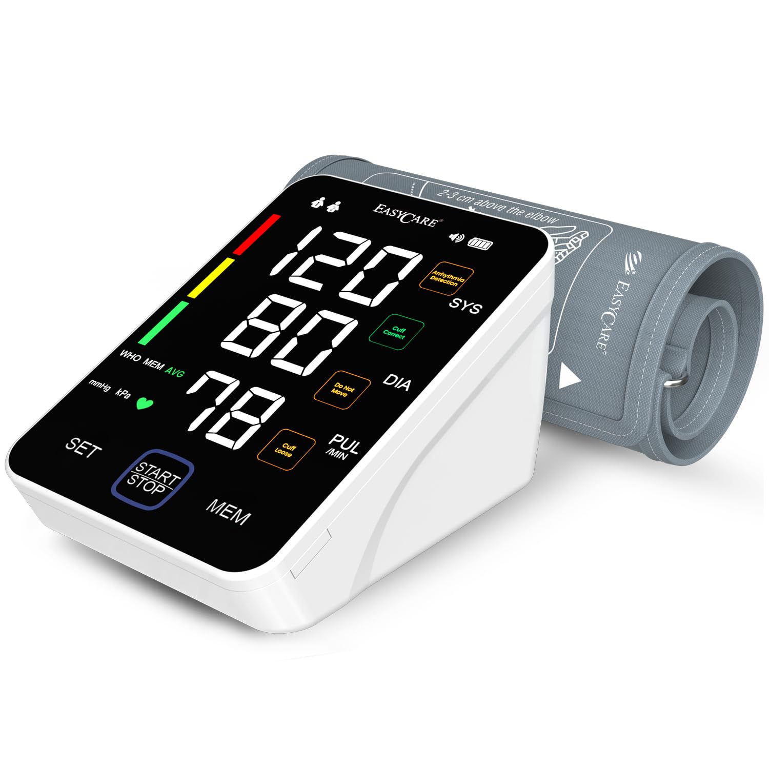 EASYCARE Fully Automatic Talking Digital BP Monitor with Lithium Battery | Portable BP Machine for Home | Large Display | Memory Function | USB Rechargeable | 22-36cm Cuff (Black)