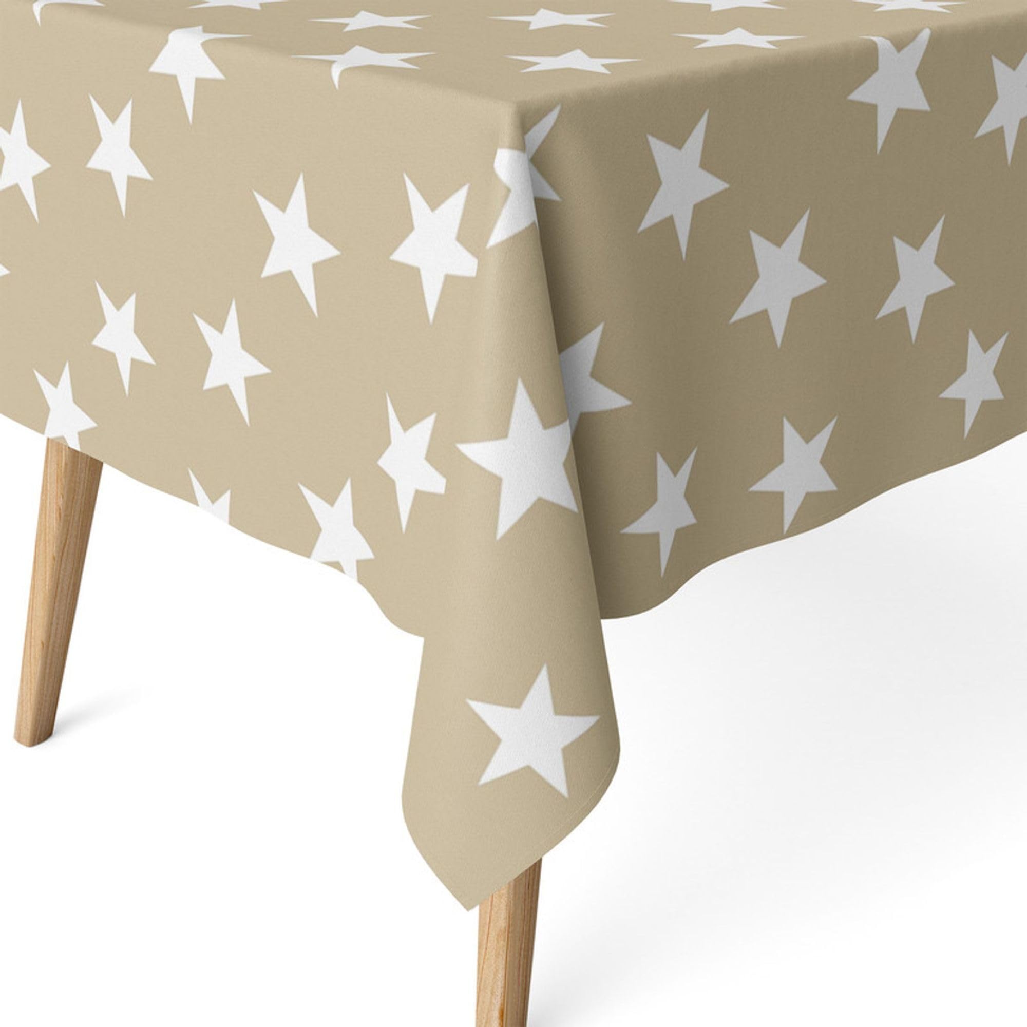 ECOMMERC3 | Stain Resistant Tablecloth for Rectangular Table Size 180 x 140 cm - Stain Resistant Extra Soft and Waterproof Tablecloth Beige
