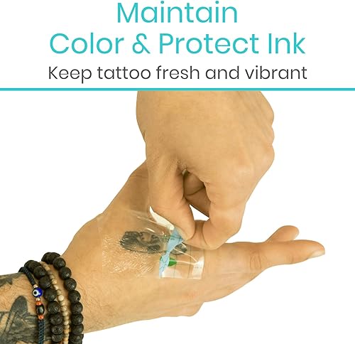 Miniatura 5 de ViveCare - Vendaje de película transparente impermeable de 6 pulgadas x 10 yardas, envoltura de cuidado posterior de tatuajes para recuperación,