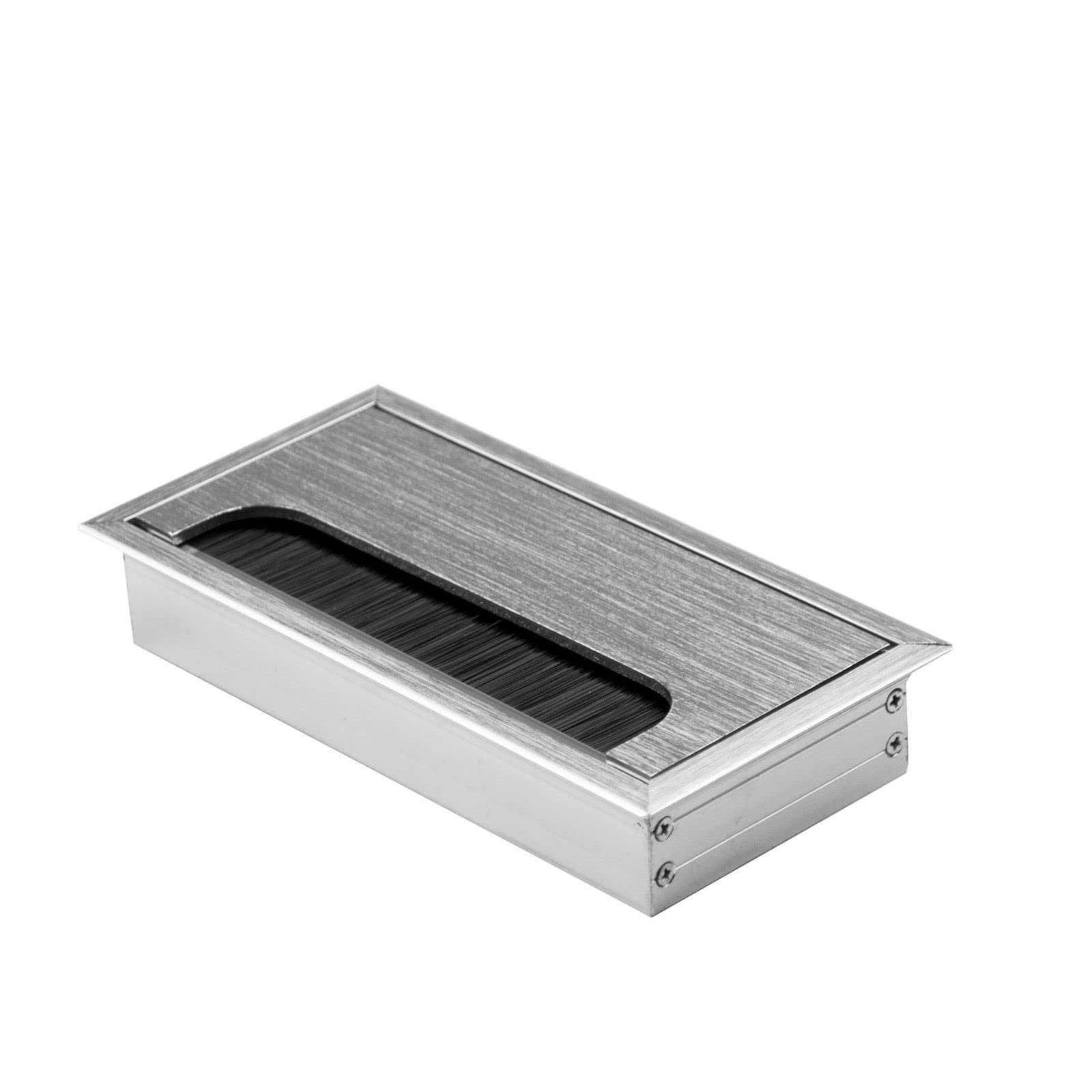 Aluminium Kabeldurchführung für Schreibtische, Arbeitsplatten Werkbänke | 8cm bis 100cm Länge | 3 Farben Schwarz Silber Gebürstet (80x1000mm, Black)