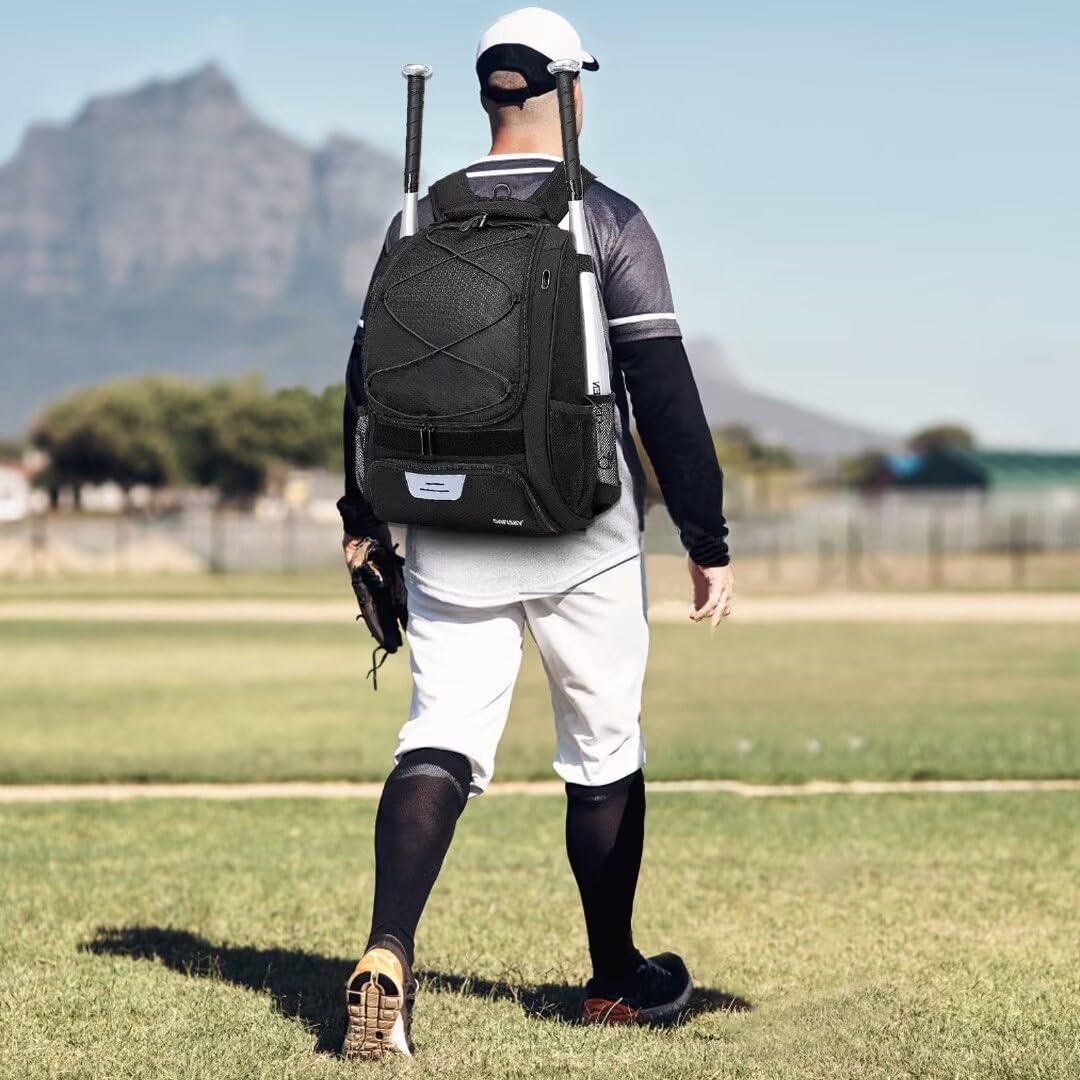 DAFISKY Baseball-Tasche Softball-Rucksack – Jugendliche, Erwachsene, T-Ballschläger-Ausrüstungstasche mit Schlägerhelmhaltern, Schuhfach