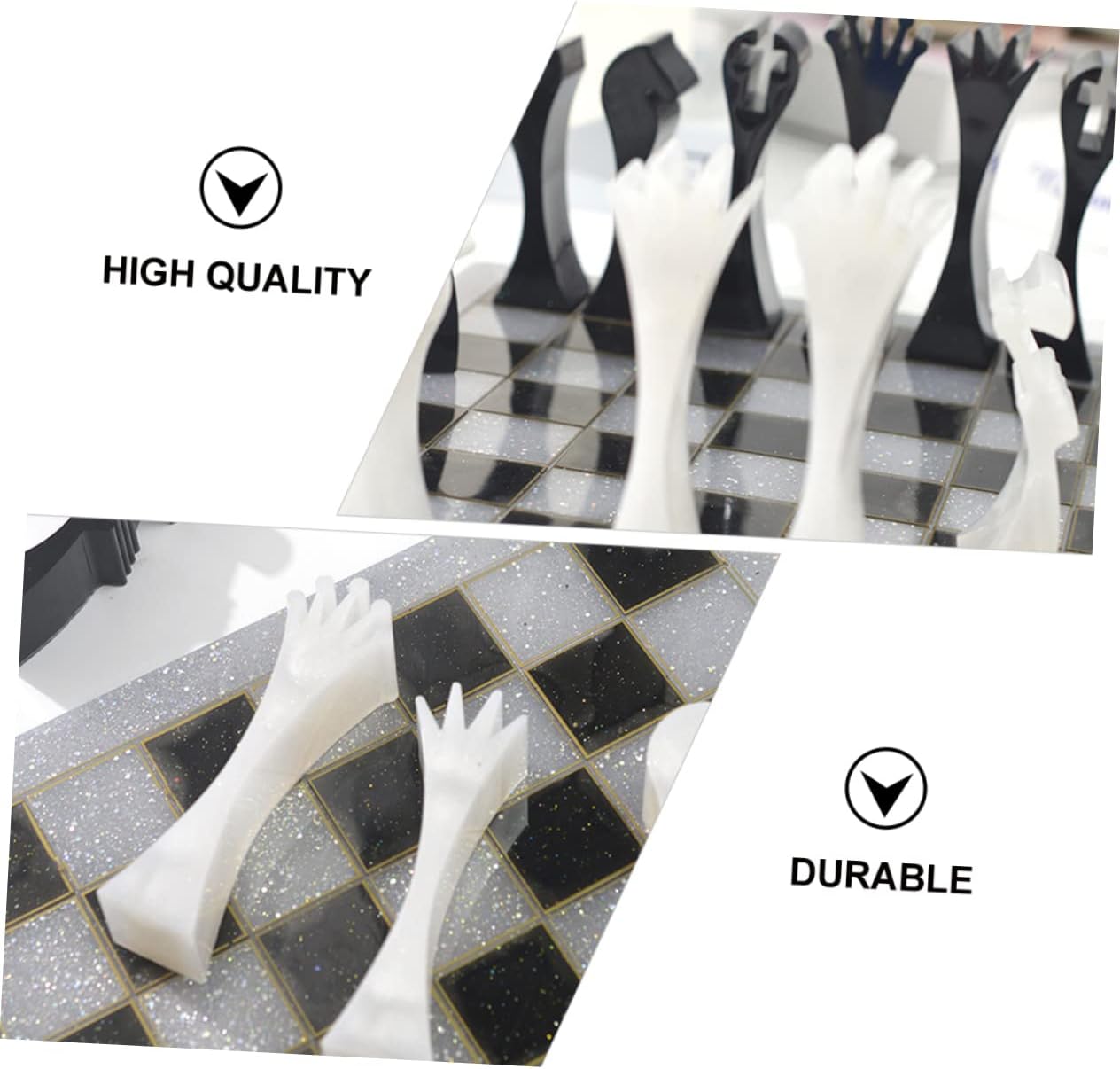 NUOBESTY 2pcs Chess Molds Silicone Moulds for Epoxy Resin Craft Chess Pieces Making Tray Flexible and Reusable Molds with Smooth Surface for Easy Release