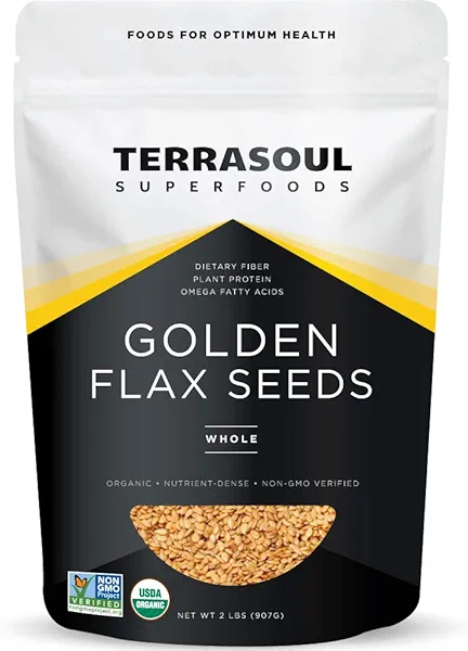 Terrasoul Superfoods Organic Golden Flax Seeds, 2 Lbs - Fiber | Protein | Omega Fats