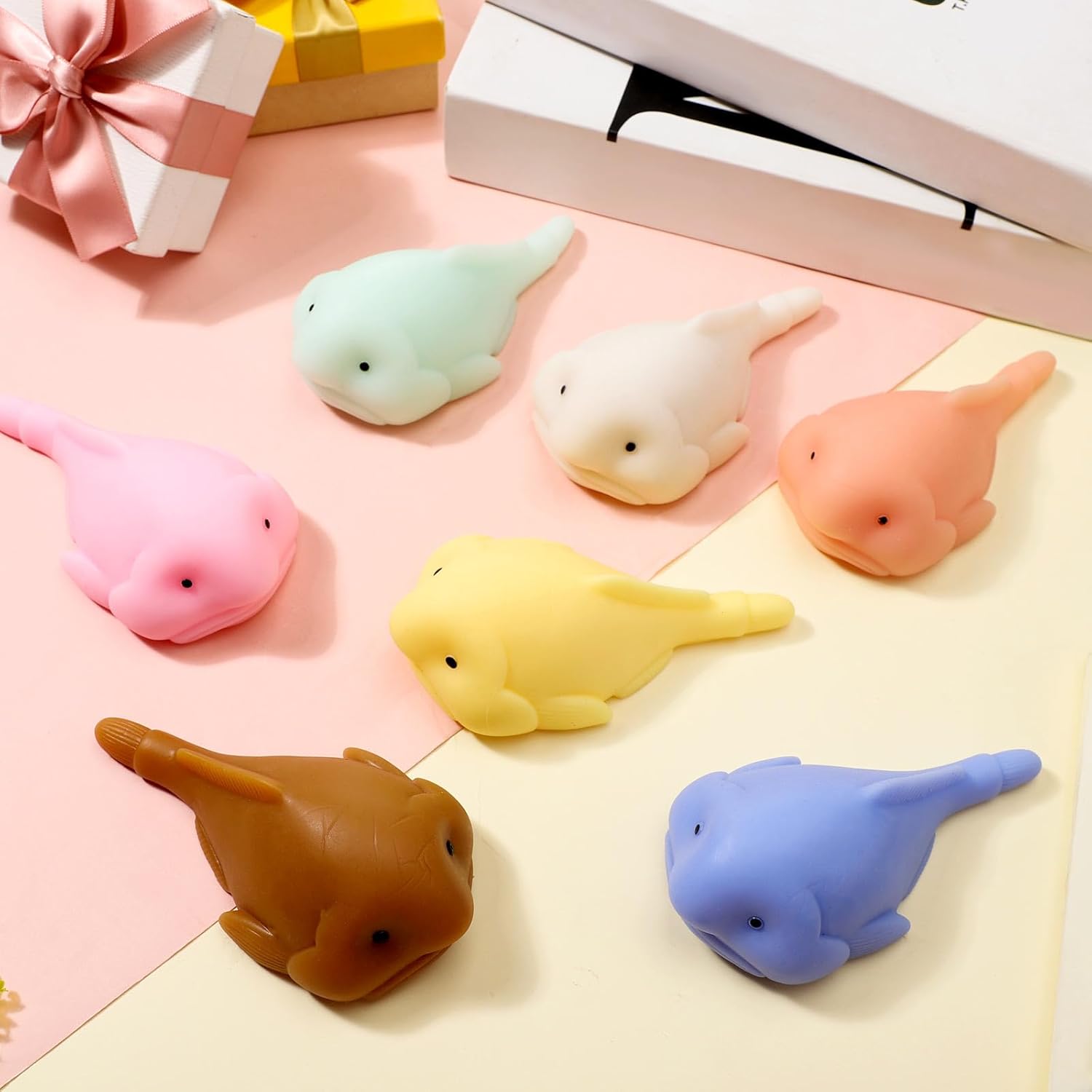 Liliful 7 Pieces Blobfish Stress Relief Balls for Adult Fun Squeeze Fidget Blob Fish Anxiety Relief Balls Squeeze Sensory for Birthday Office Christmas Holiday Party