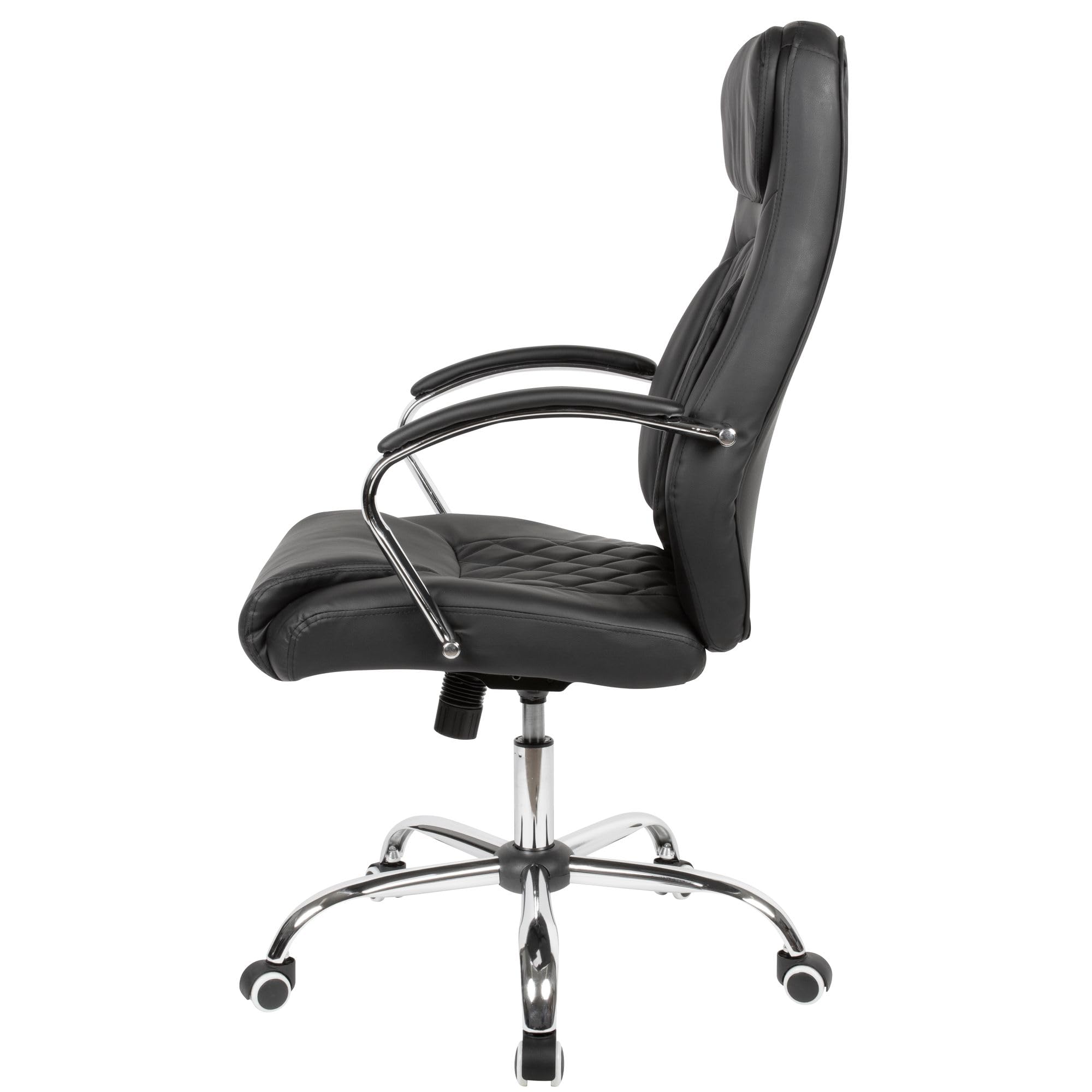 FineBuy Arbeitshocker Höhenverstellbar – Mit Rollen Und Fußring, Kunstleder, Schwarz, Bis 120 Kg