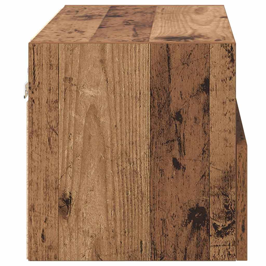 TV-Wandregale 2er Set Altholz 60x30x30 cm Holzwerkstoff Hängeregal Wandregal Hochglanz Wohnzimmer Regal für Fernseher Media Center Schlafzimmer Dekoration Platzsparend Lagerregal