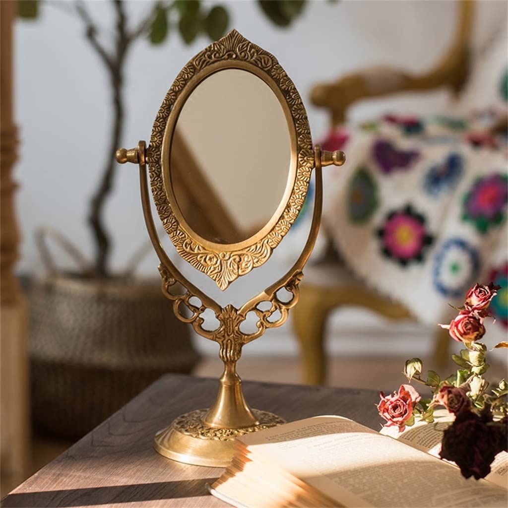 lusterko kosmetyczne, Stojak na lustro w stylu vintage - antyczna rama lustra do toaletki retro