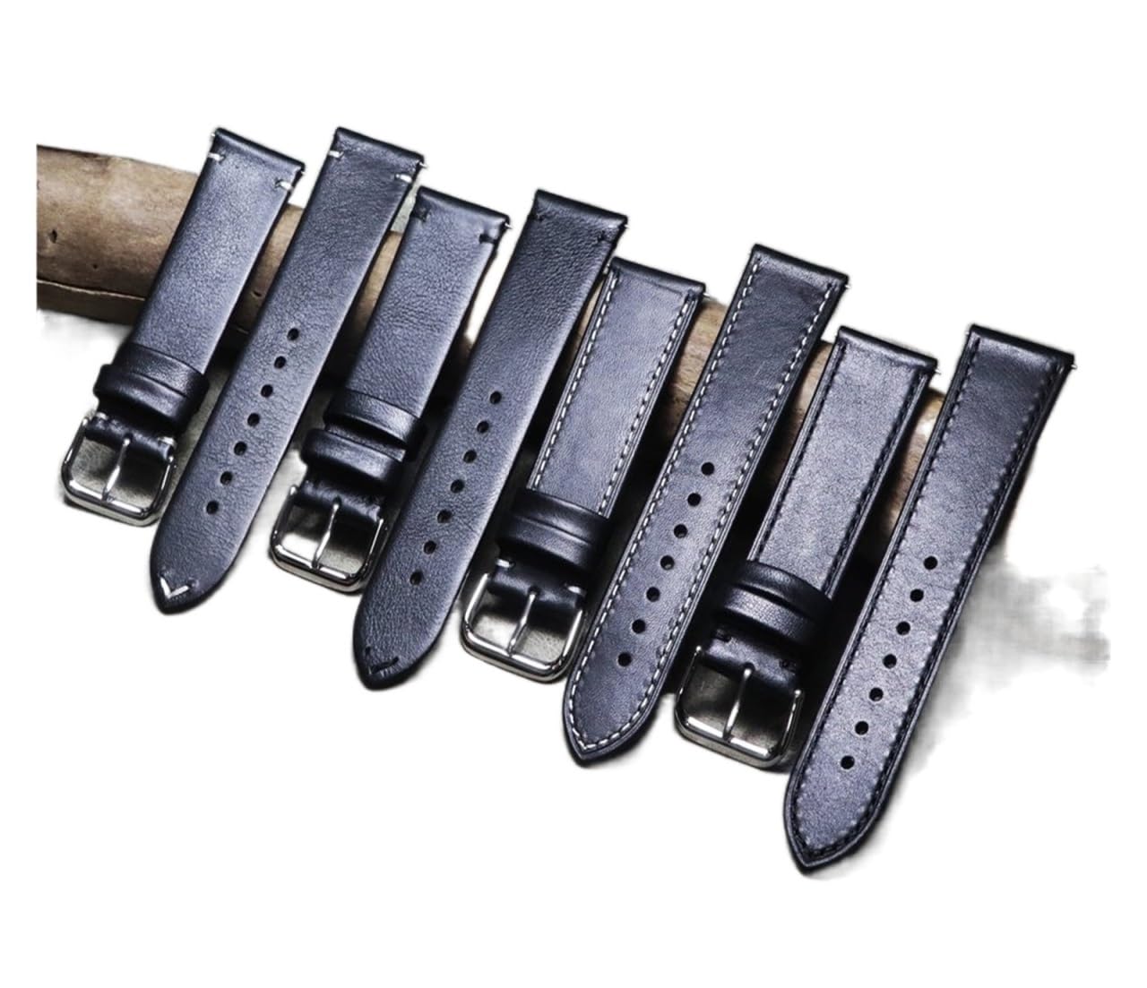 Leder-Uhrenarmbänder, Leder-Ersatz-Uhrenarmband, handgefertigtes Uhrenarmband, echtes Leder, atmungsaktives Armband, 18/19/20 mm, 21 mm, 22 mm, Vintage, schwarzes, lässiges Armband