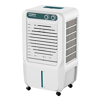 Crompton Ozone Personal Air Cooler 30L| High density honeycomb pad for cooling retention| Auto fill| Water level indicator| 4 way Air deflection| Ice chamber| Cooling mode & Auto Swing
