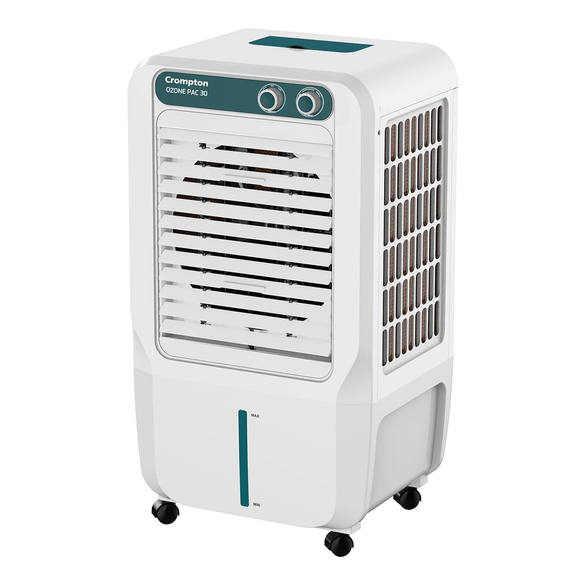 Crompton Ozone Personal Air Cooler 30L| High density honeycomb pad for cooling retention| Auto fill| Water level indicator| 4 way Air deflection| Ice chamber| Cooling mode & Auto Swing-image-0