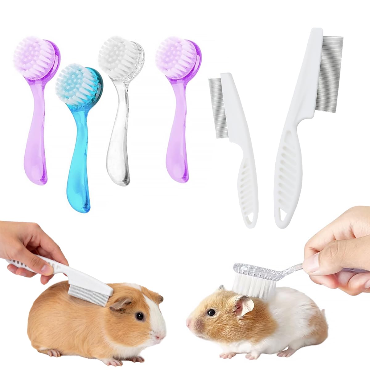 6 Pack Hamster Brush - Small Animal Grooming Tool