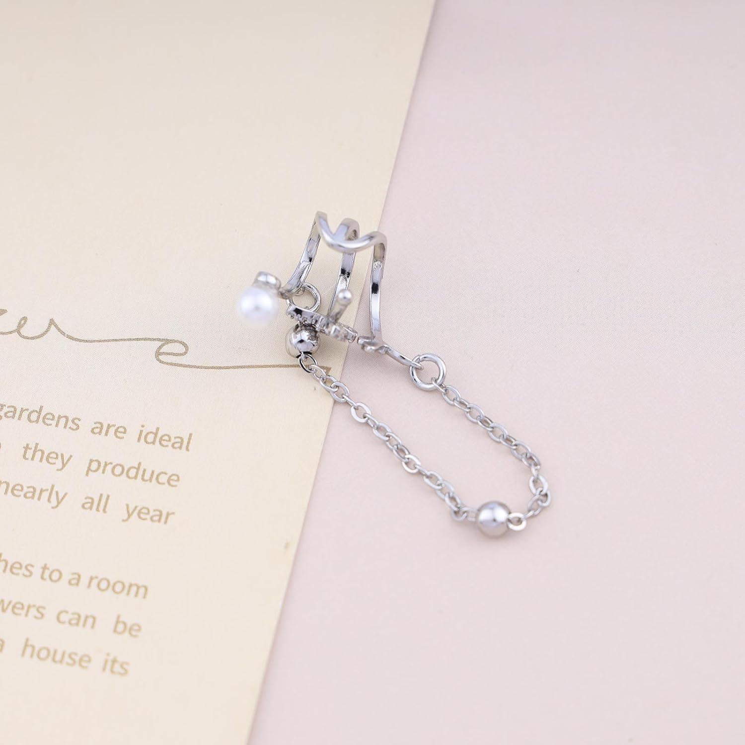 Andelaisi Boho Crystal Butterfly Ear Cuff Earrings Vintage Butterfly Tassel Chain Earrings Gold Butterfly Pearl Cuff Clip On Earrings Butterfly Ear Cuff Cartilage Earrings No Piercing Clip Earrings - Image 4