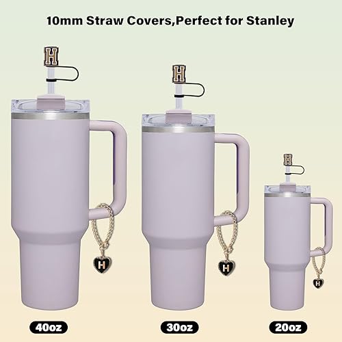 Miniatura 6 de Stanley - Accesorios para tazas, 2 fundas de popote con letras Stanley con 2 dijes de letras para taza Stanley de 30 y 40 onzas, adorno de pajita