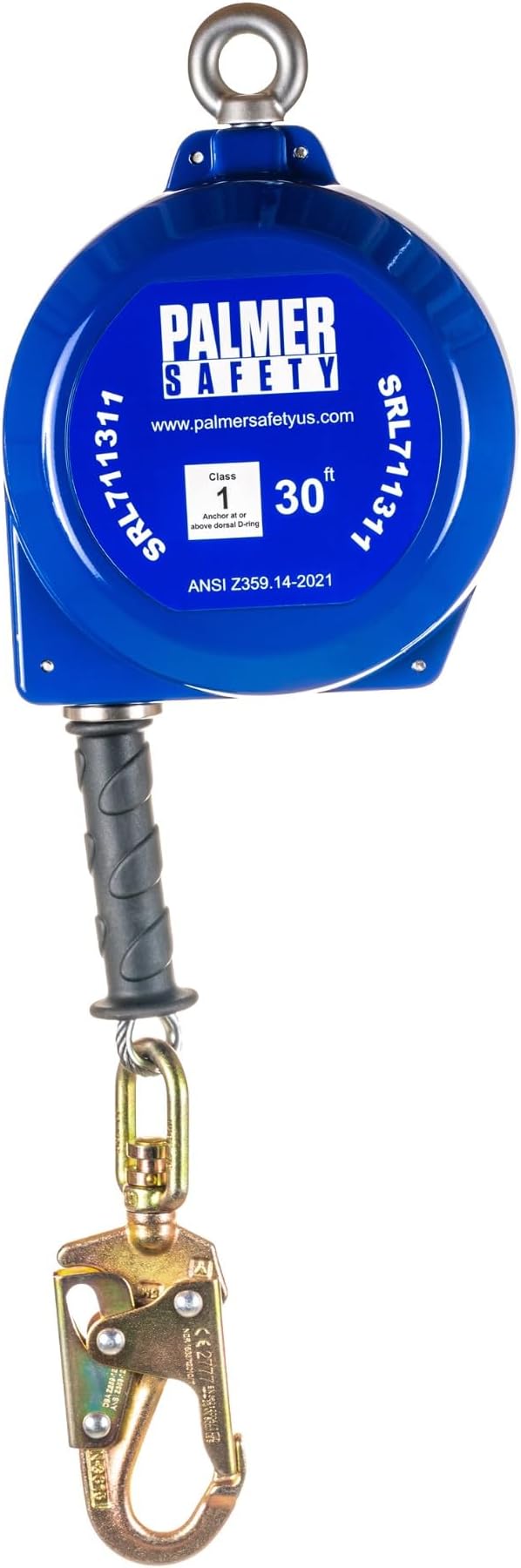 Palmer Safety SRD 30 FT.自己格納式ライフライン I ANSI Z359.14-2021 クラス 1 I SRL デバイス スイベルトップ 亜鉛めっきケーブル 小さなスチールスナップフック付き I Fall Arrest Safety Yoyo