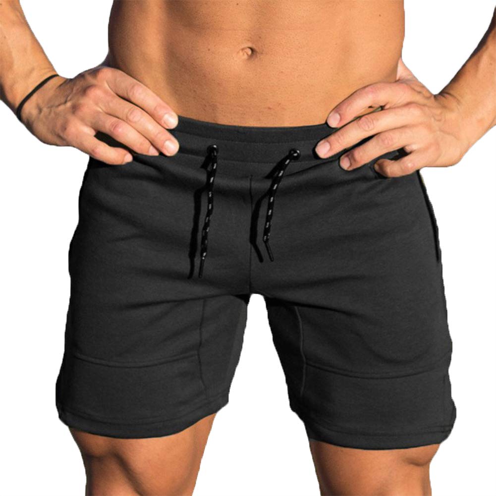 Sandbank Men's Black ’S Pocket Running Workout Gym Active Shorts Lounge Sleep Bottoms (, Uk M=Waist:31”-33”)
