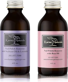 Natural Nail Polish Remover with Rose Oil and Soybean Lavender - Non Toxic, Vegan, Cruelty Free, Acetone free – Nails Strengthener for Fingernails – 4 fl. Oz