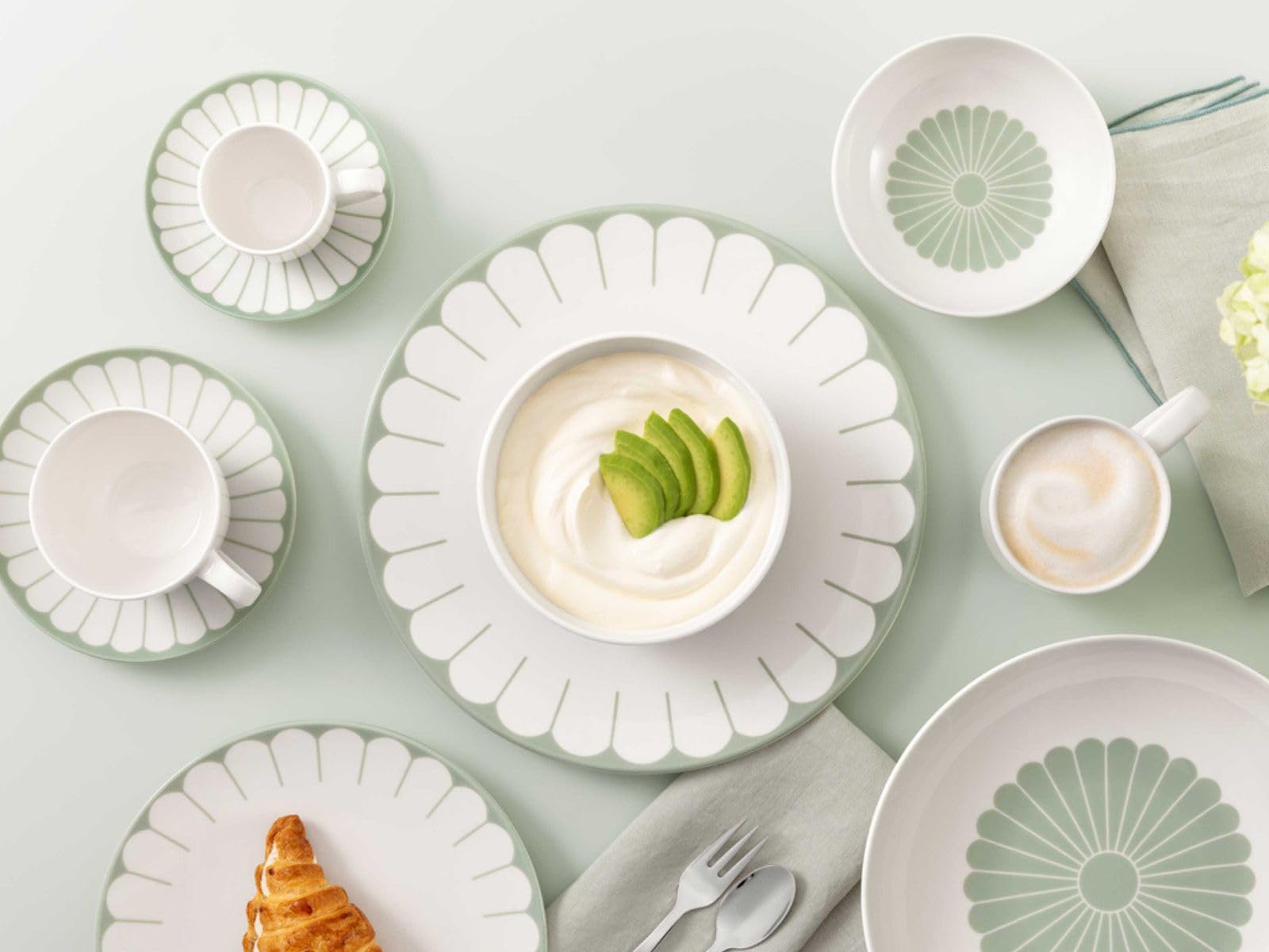 Villeroy & Boch - Fleur Vert zestaw 6 filiżanek do espresso, 70 ml, mała filiżanka do espresso lub małej kawy, naczynia z kwiatowym wzorem, nadają się do mycia w zmywarce i używania w kuchence
