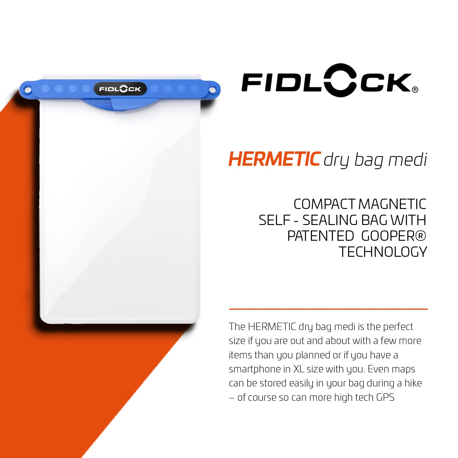 Fidlock Wasserdichte Schutzhülle Hermetic Dry Bag Medi, 148 x 203 x 9mm, Petrol, D-11111A-F0000