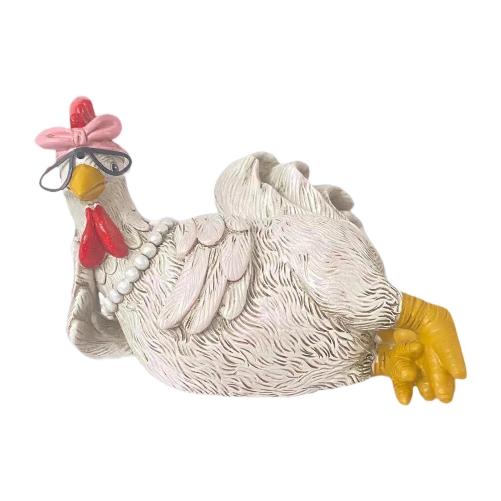 Qixcxaz Hen Charming Chicken Statue Ornament And Lovely Decorative Animal Sculpture Special Presents For Loved Ones Chicken Statue Home Decor Art Crafts,
