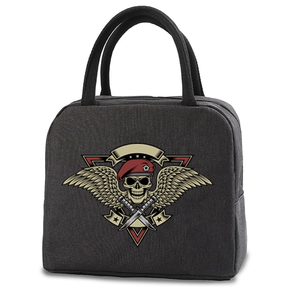 Insulated Lunch Bag Tote Bag for Women Wide Open Insulated Cooler Bag Water-Resistant Thermal Leak-Proof Lunch Organizer for Men Girls Children Outdoor Picnic Work (Skull 024)