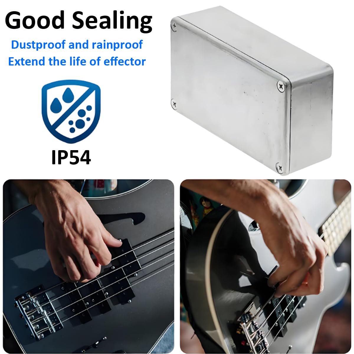 2 Pièces 1590N1 125B Boîtier de Pédale d'effets pour Guitare Boite en Aluminium Moulé Sous Pression Stomp Effet Boîtes Projet Électronique étanche Avec Vis 122mmx66mmx39,5mm