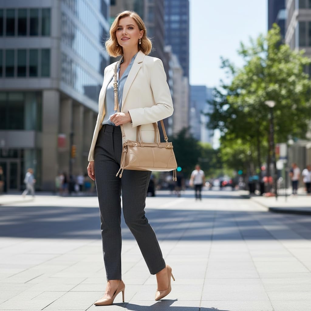 Women’s Shoulder Bag – Structured, Soft Faux Leather Crossbody Purse, Medium Capacity, Detachable Long Strap | Soft, Zipper Closure - Image 2