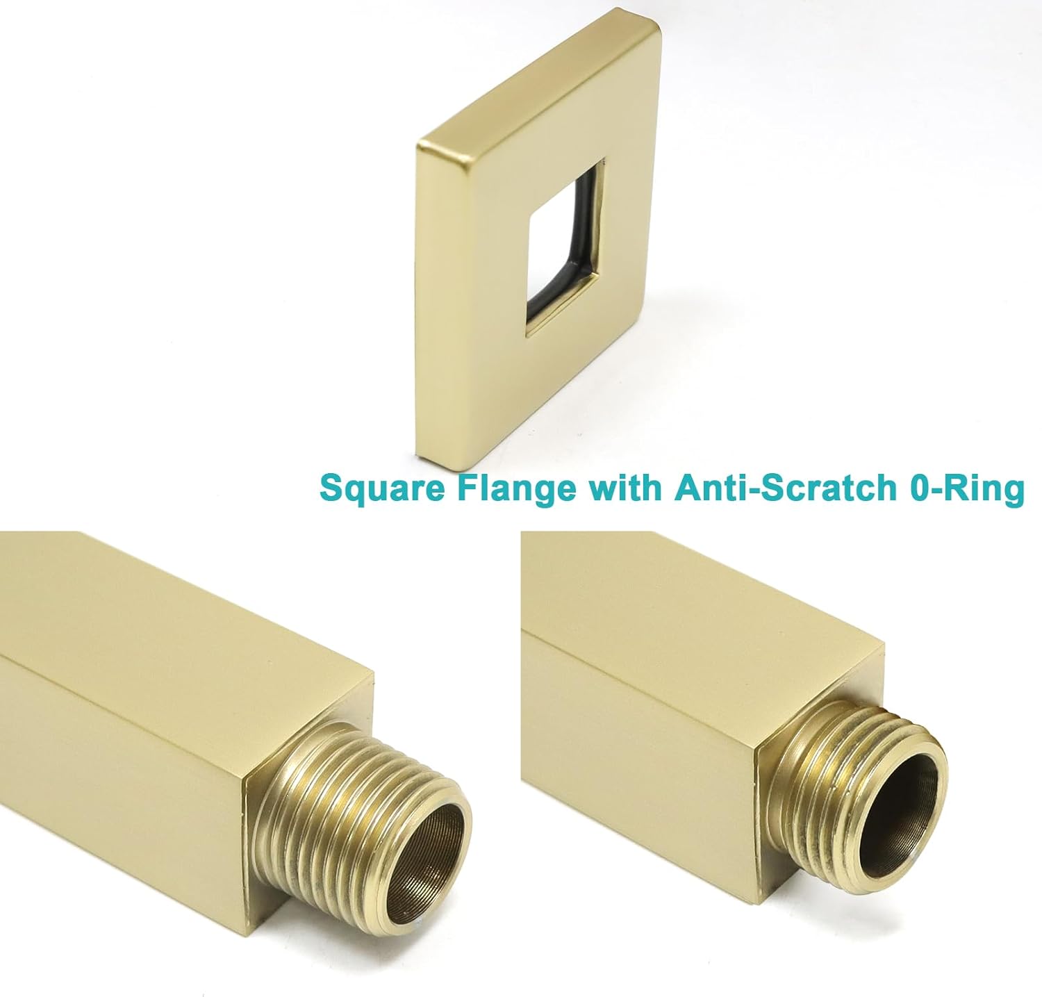 Enga Brass 6 Inch Square Shower Arm with Flange, Ceiling Mount Replacement Rain Shower Head Straight Arm, Brushed Gold