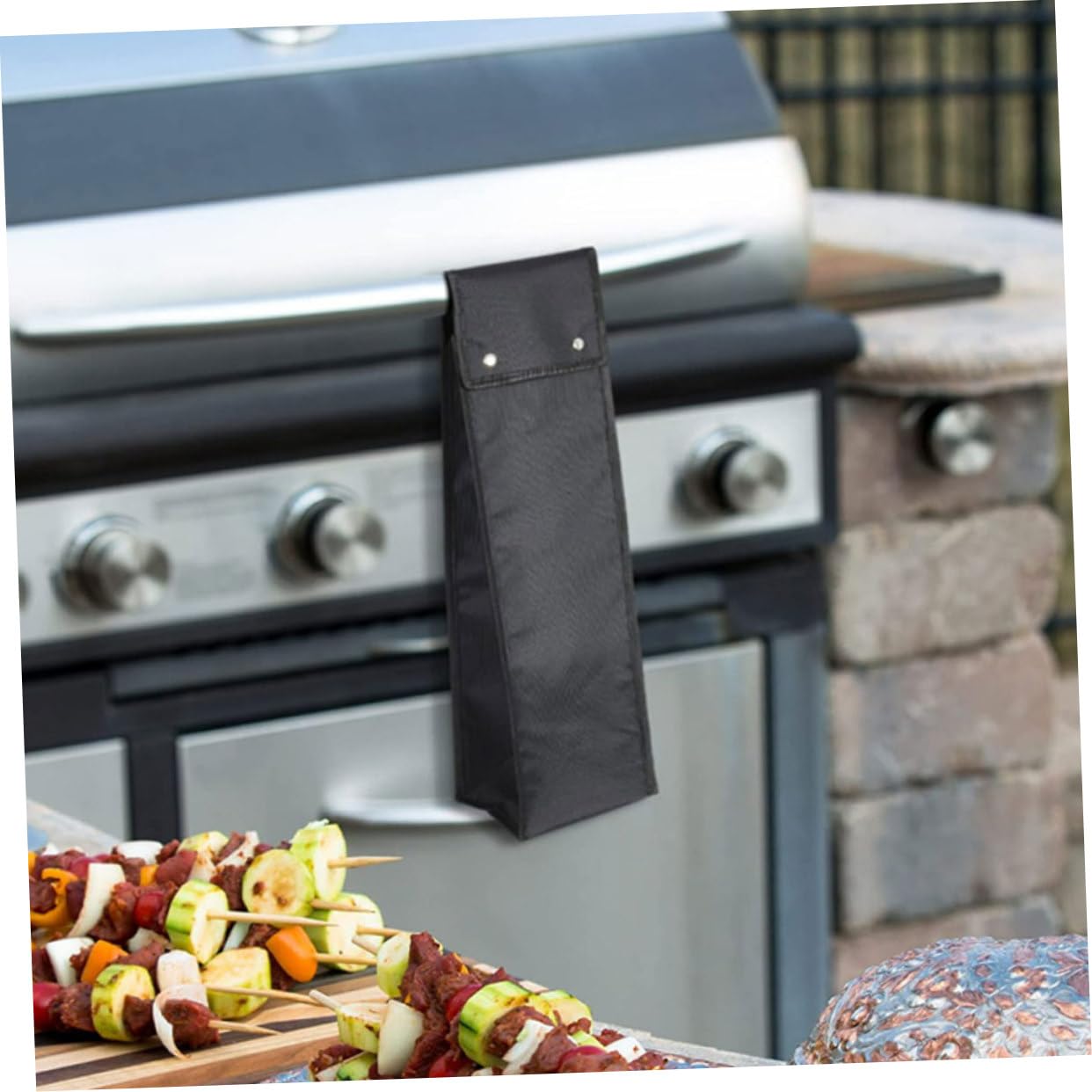 Toyvian 4 Pezzi custodia per barbecue borsa portatile borsone inter kit utensili valigetta portautensili toolbox custodia per utensili da barbecue con coperchio in tessuto Black