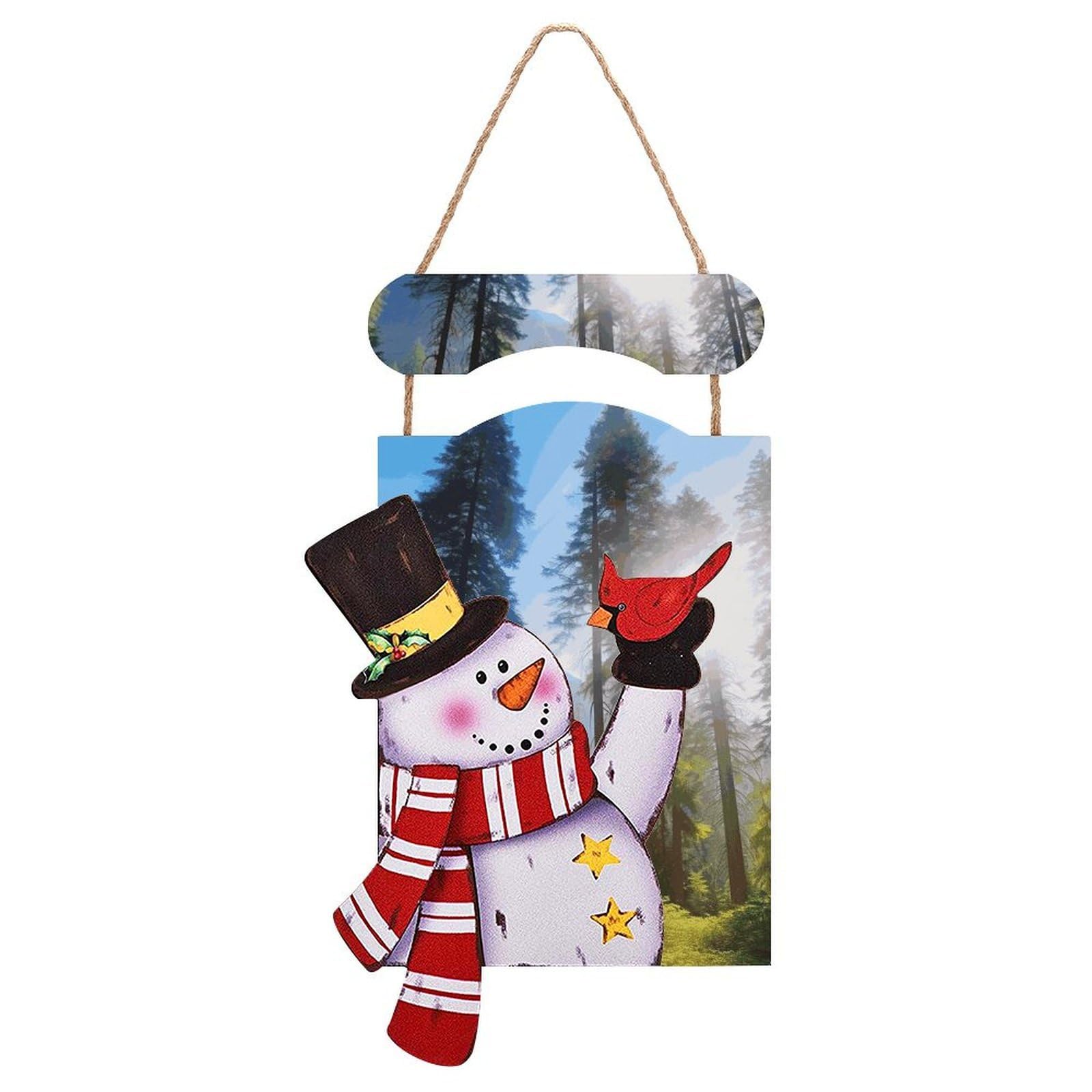 National Parks Sunshine Trees Snowman Sign Wooden Hanging Door Sign Christmas Door Decor Christmas Snowman Wooden Hanging Sign Wall Art for Indoor Outdoor Porch Wall