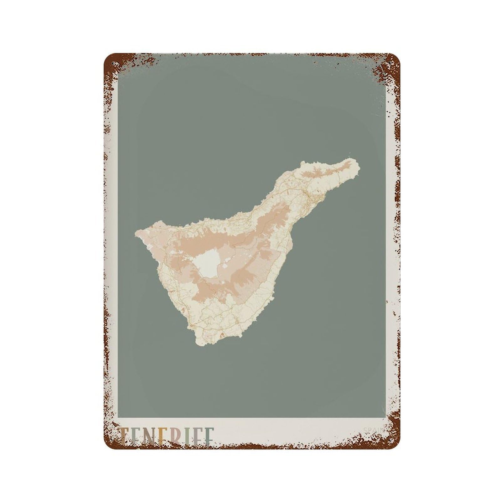 xiaoxiaoshen Tenerife Map Spain Travel Gift Boho Wall Decor Art Metal Tin Poster Modern Home Decor Art Home Bar Shop Decorations Vintage Sign 40x30cm