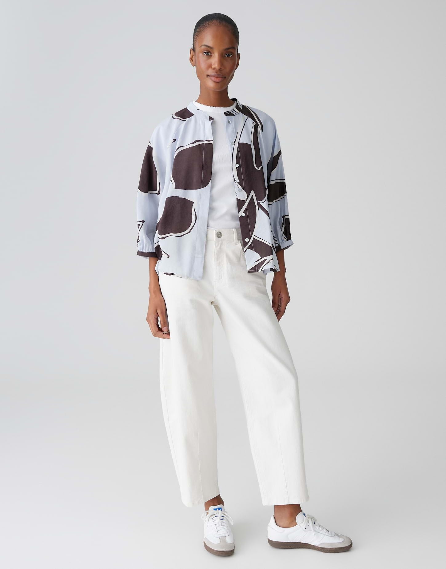 OPUS Damen Dreiviertelarmbluse | Feine Printbluse Loose Fit