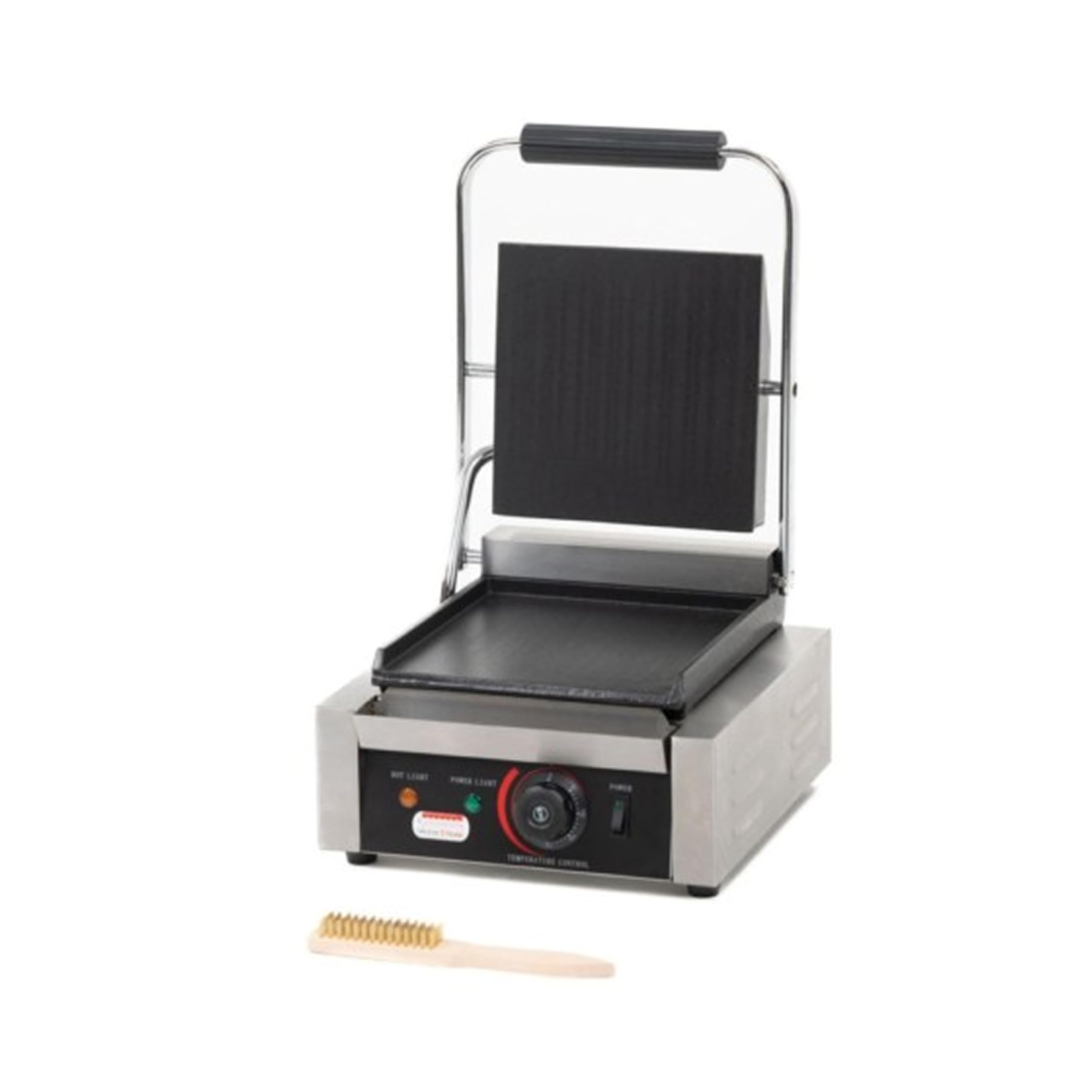 Ristoattrezzature - Piastra Panini Elettrica Singola - Liscia/Liscia - Griglia Professionale per Ristoranti e Bar - 31x37x21 cm - 1.8 kw